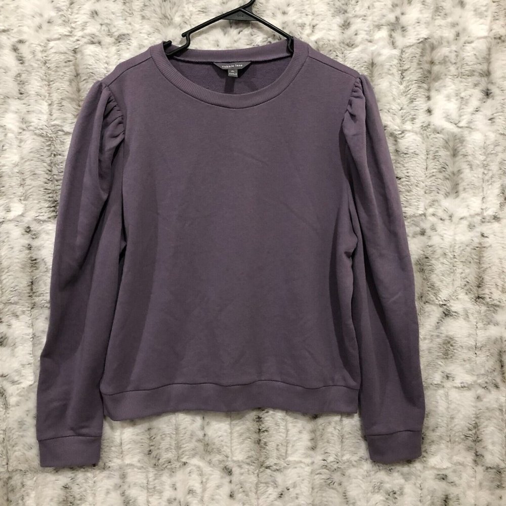 Cobble Lane Crewneck Sweatshirt  Sweater Ruffle shoulder Dusty Purple XL